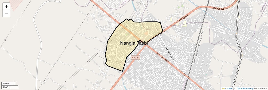 Location Map of Nangla Tashi, Meerut