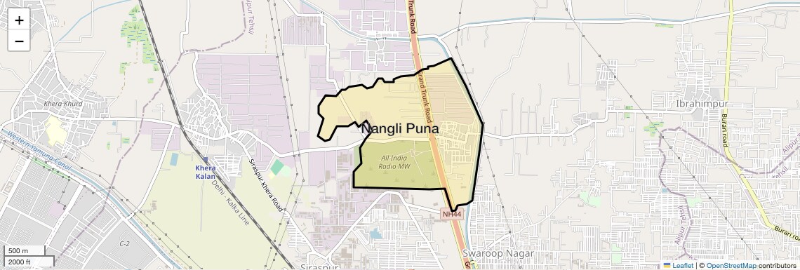 Location Map of Nangli Puna, Delhi