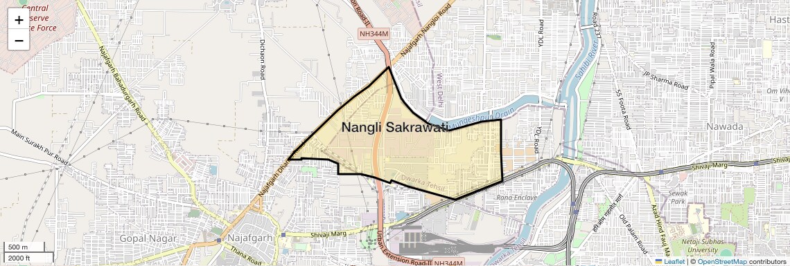 Location Map of Nangli Sakrawati, Delhi