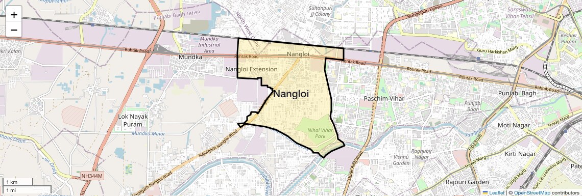 Location Map of Nangloi, Delhi