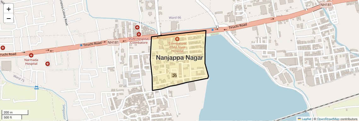 Location Map of Nanjappa Nagar, Coimbatore