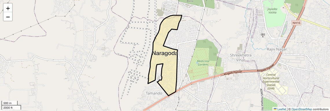 Location Map of Naragoda, Bhubaneswar
