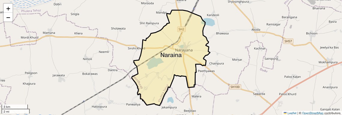 Location Map of Naraina, Jaipur
