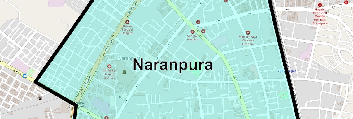 Location Map of Naranpura, Ahmedabad