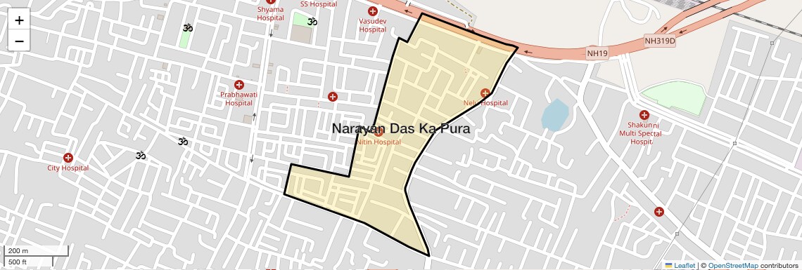 Location Map of Narayan Das Ka Pura, Allahabad