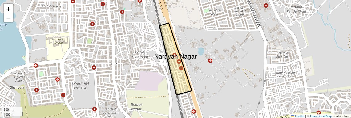 Location Map of Narayan Nagar, Bhopal