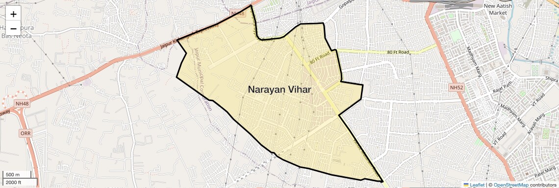 Location Map of Narayan Vihar, Jaipur
