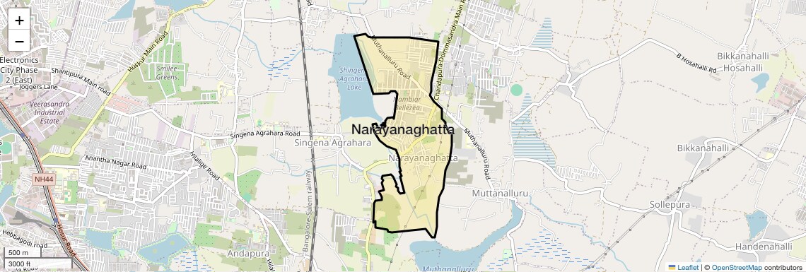 Location Map of Narayanaghatta, Bangalore