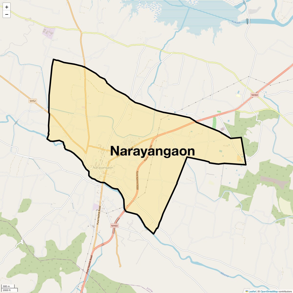 Location Map of Narayangaon, Pune