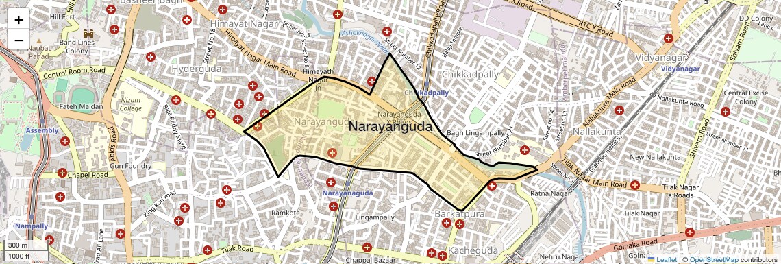 Location Map of Narayanguda, Hyderabad
