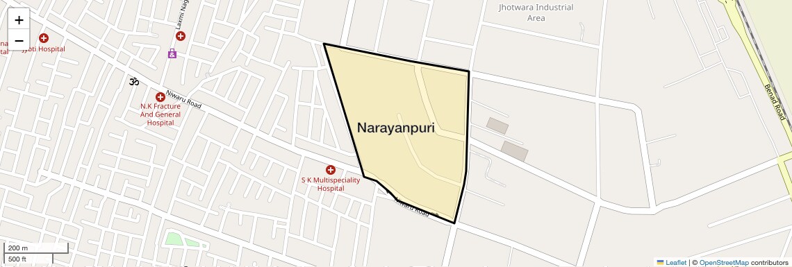 Location Map of Narayanpuri, Jaipur