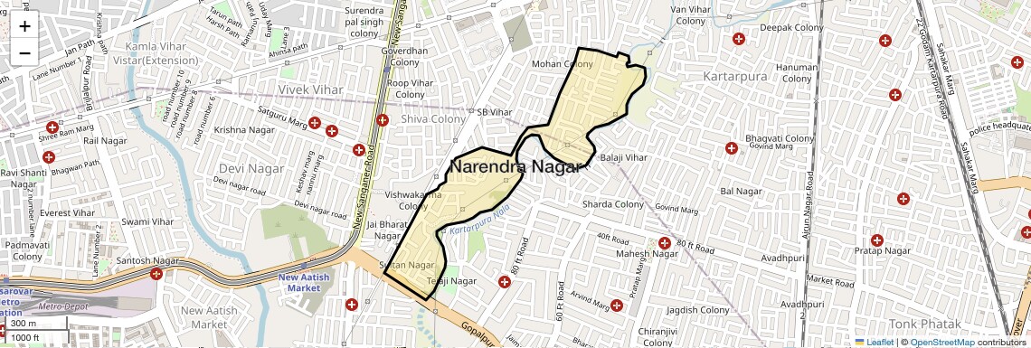 Location Map of Narendra Nagar, Jaipur