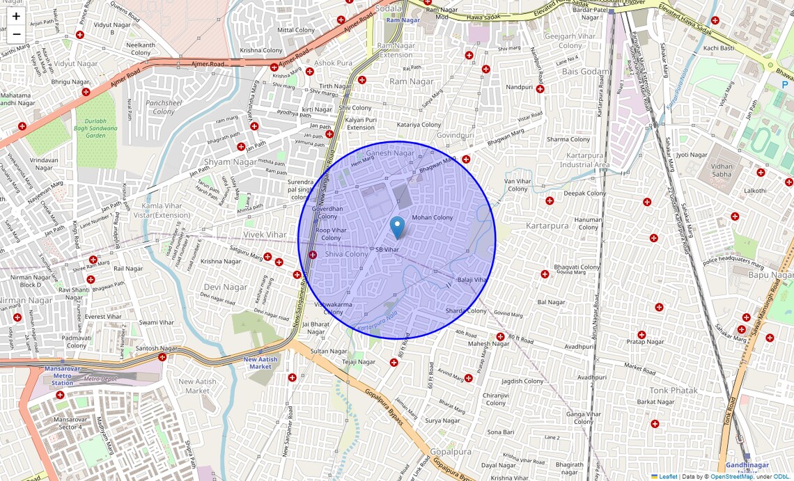 Location Map of Narendra Nagar, Jaipur