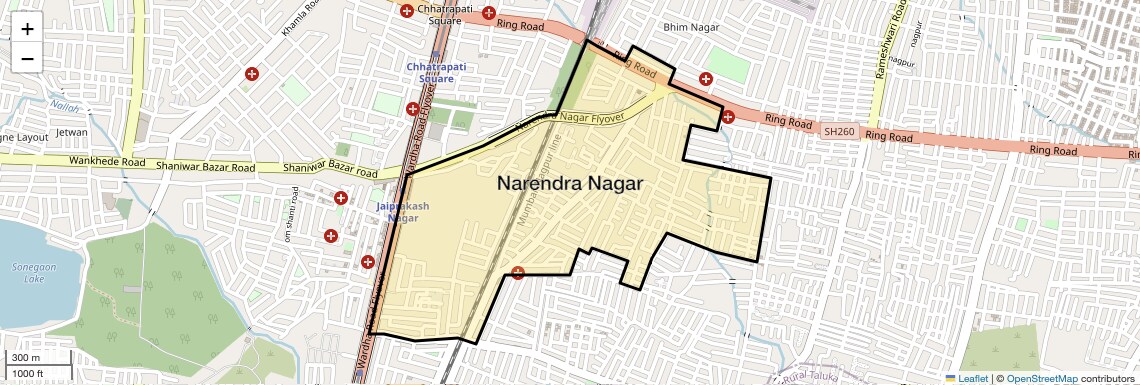 Location Map of Narendra Nagar, Nagpur