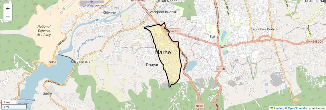 Location Map of Narhe, Pune