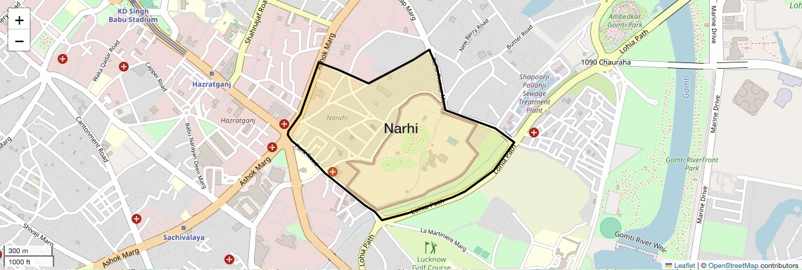 Location Map of Narhi, Lucknow