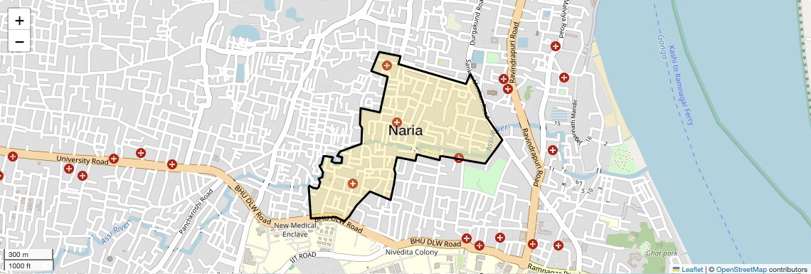 Location Map of Naria, Varanasi