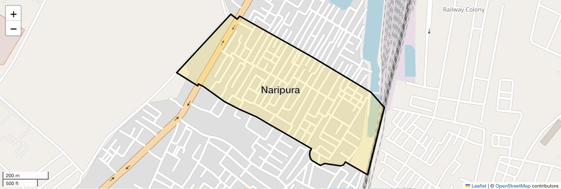 Location Map of Naripura, Agra