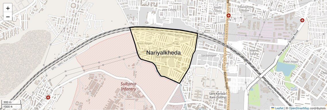 Location Map of Nariyalkheda, Bhopal