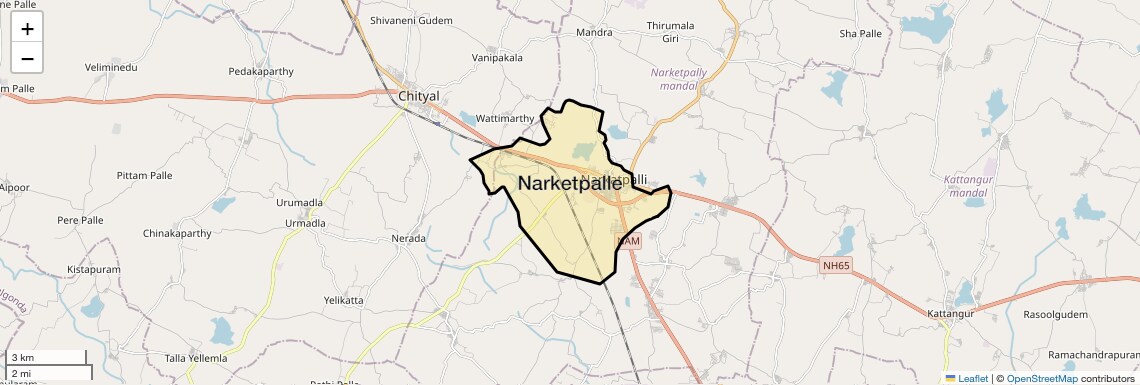 Location Map of Narketpalle, Hyderabad