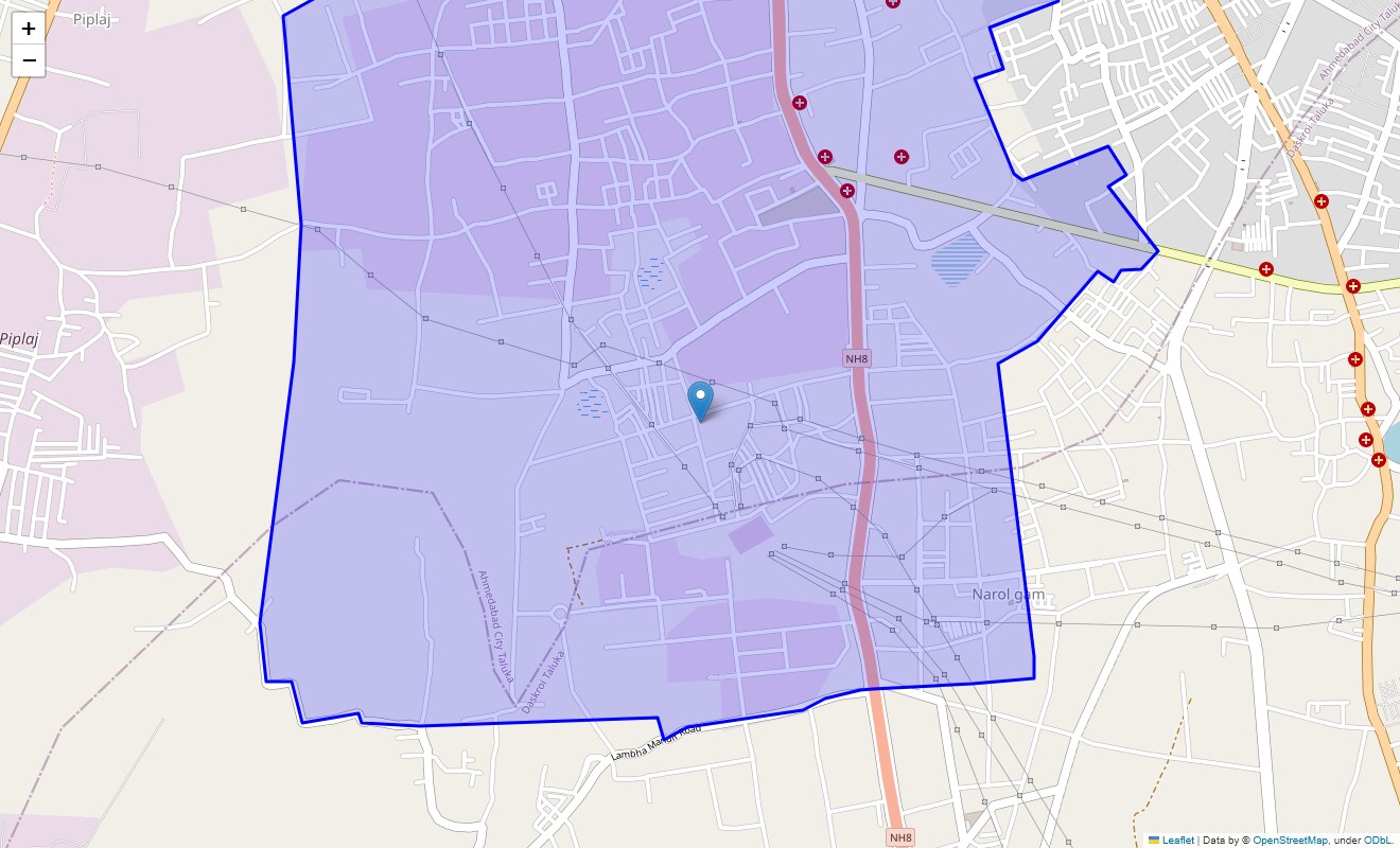 Location Map of Narolgam, Ahmedabad