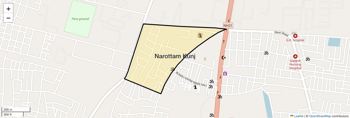 Location Map of Narottam Kunj, Agra