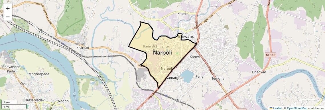 Location Map of Narpoli, Thane