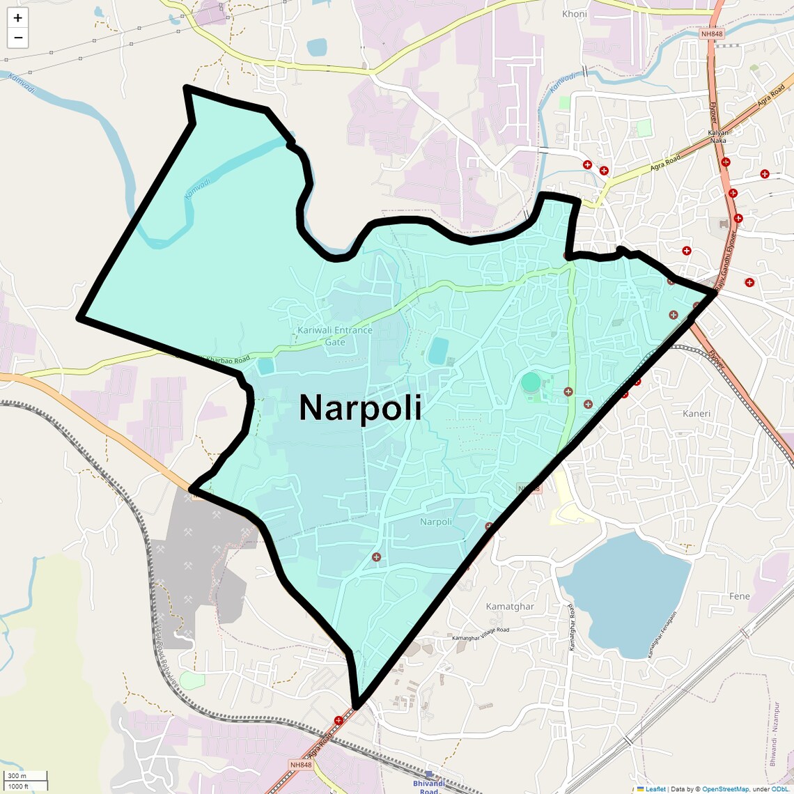 Location Map of Narpoli, Thane