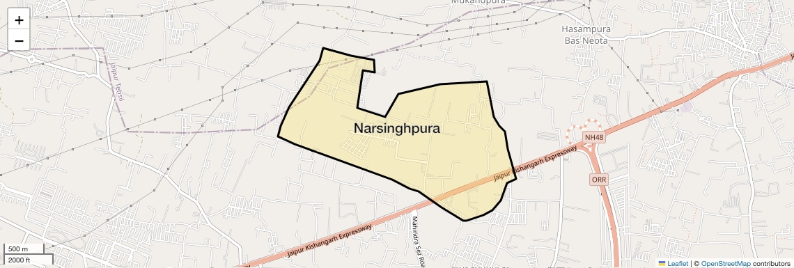 Location Map of Narsinghpura, Jaipur