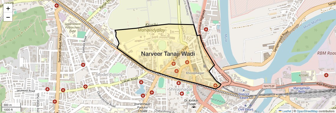 Location Map of Narveer Tanaji Wadi, Pune