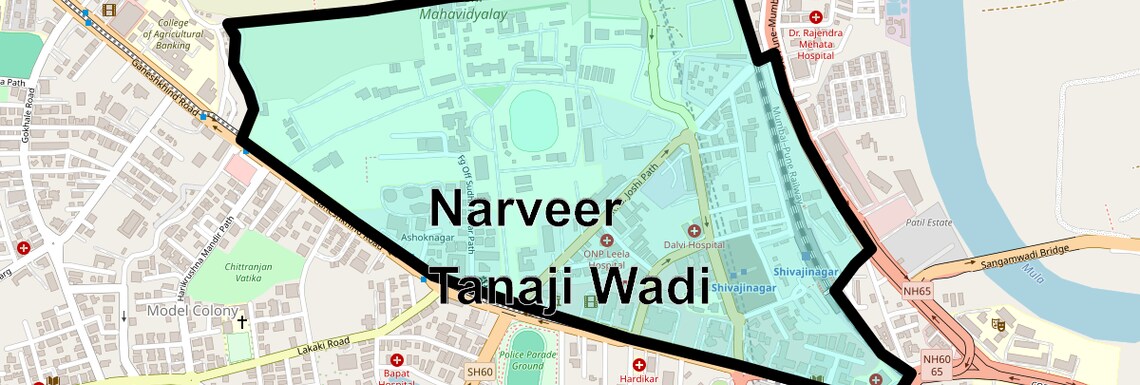 Location Map of Narveer Tanaji Wadi, Pune