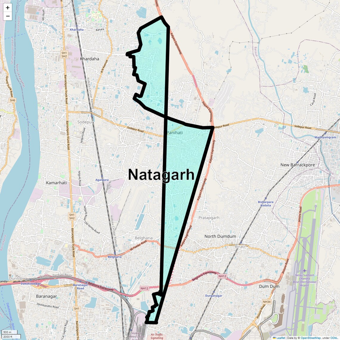 Location Map of Natagarh, Kolkata