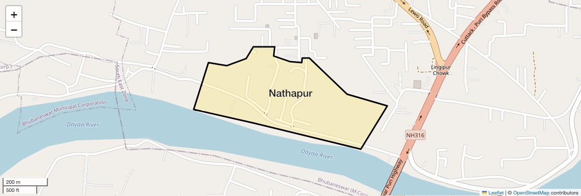 Location Map of Nathapur, Bhubaneswar