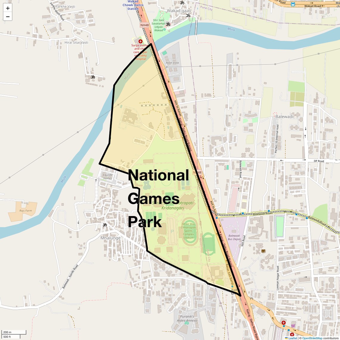 Location Map of National Games Park, Pune