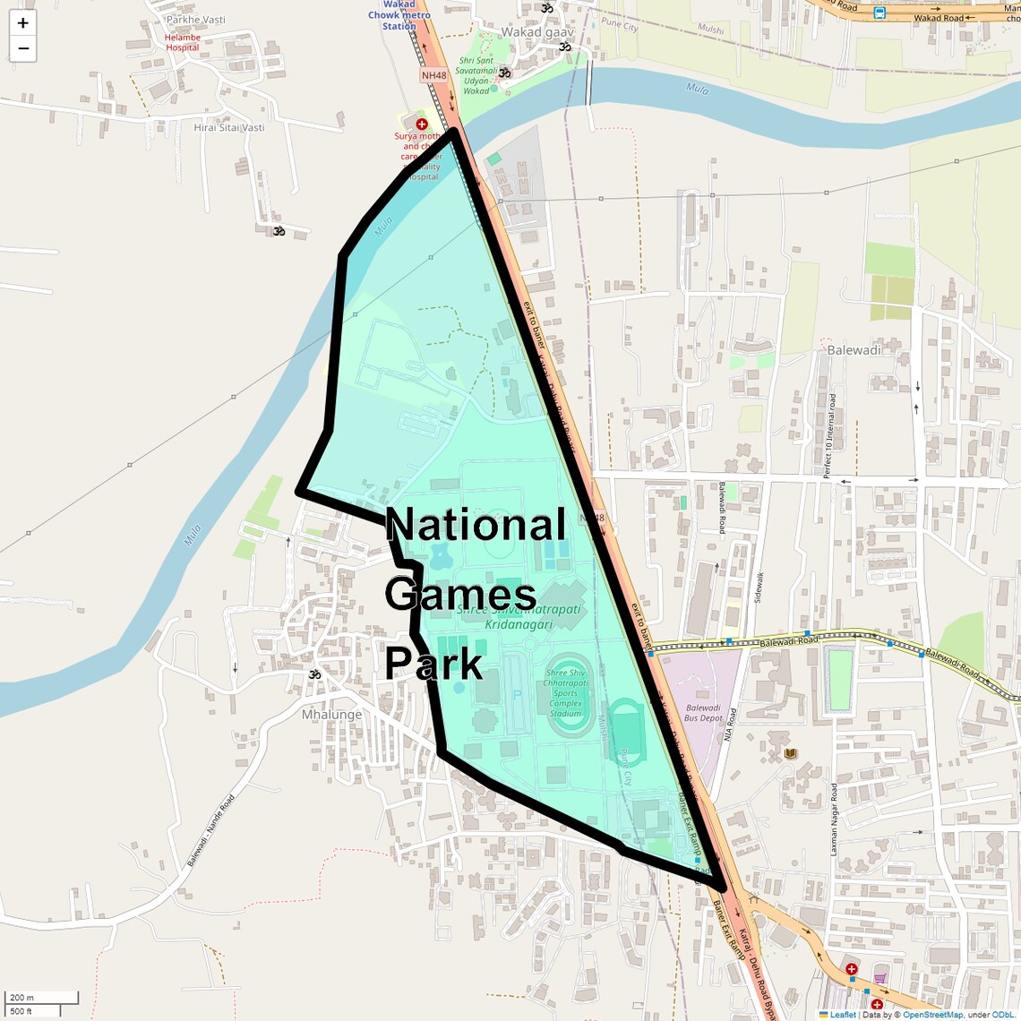 Location Map of National Games Park, Pune