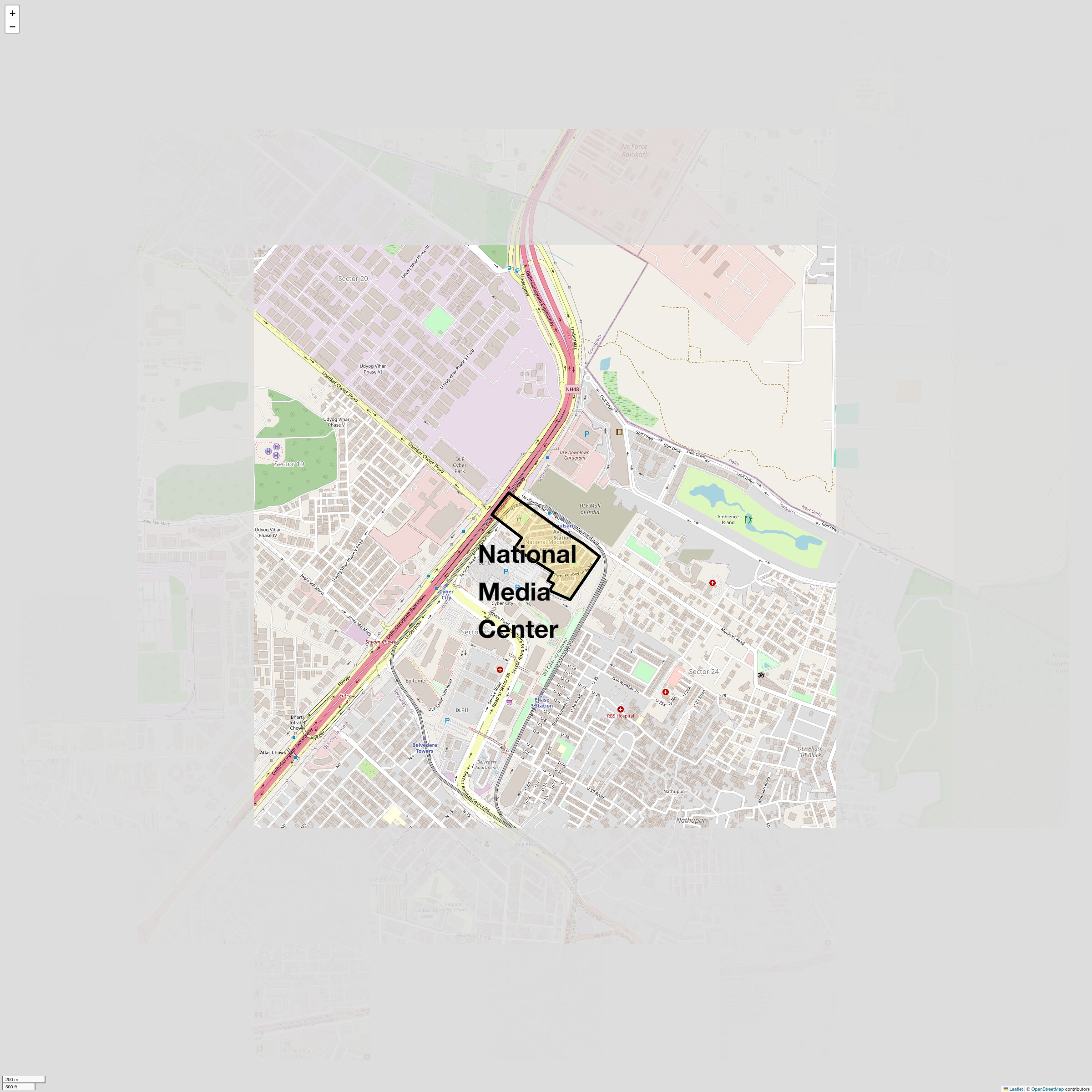 Location Map of National Media Center, Gurgaon