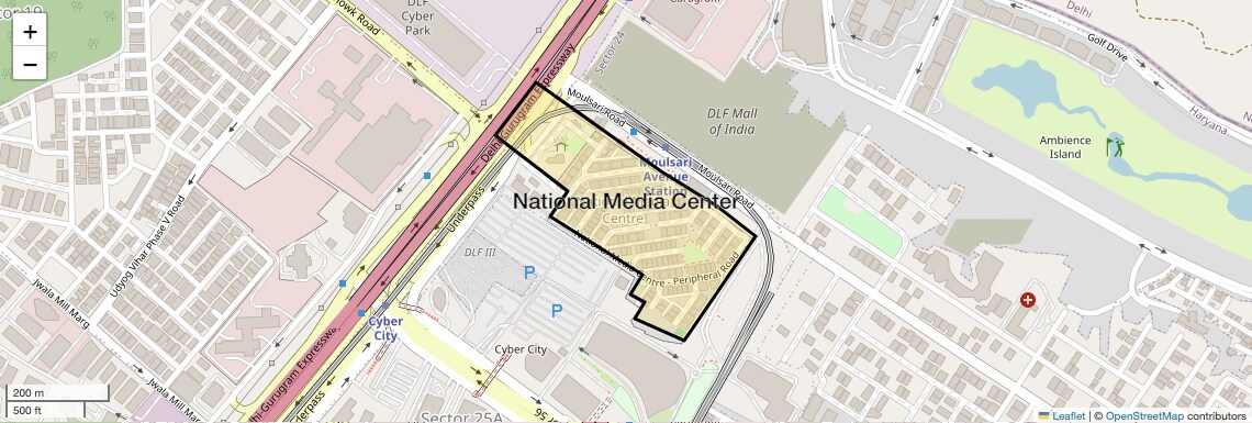 Location Map of National Media Center, Gurgaon