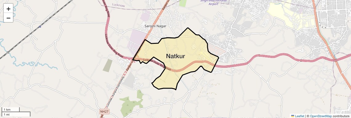Location Map of Natkur, Lucknow