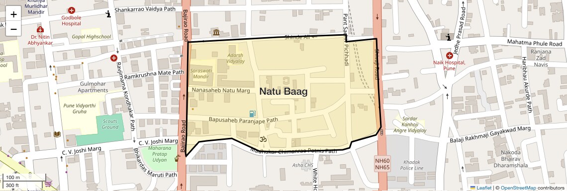 Location Map of Natu Baag, Pune