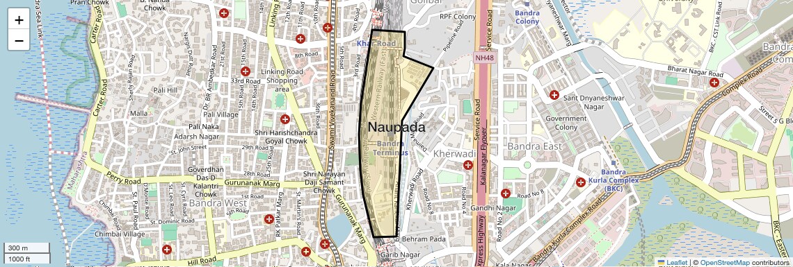 Location Map of Naupada, Mumbai