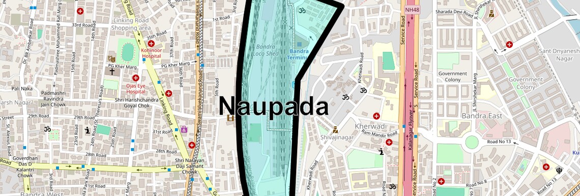 Location Map of Naupada, Mumbai