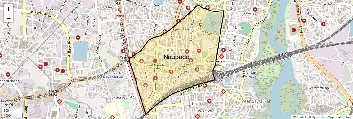 Location Map of Naupada, Thane