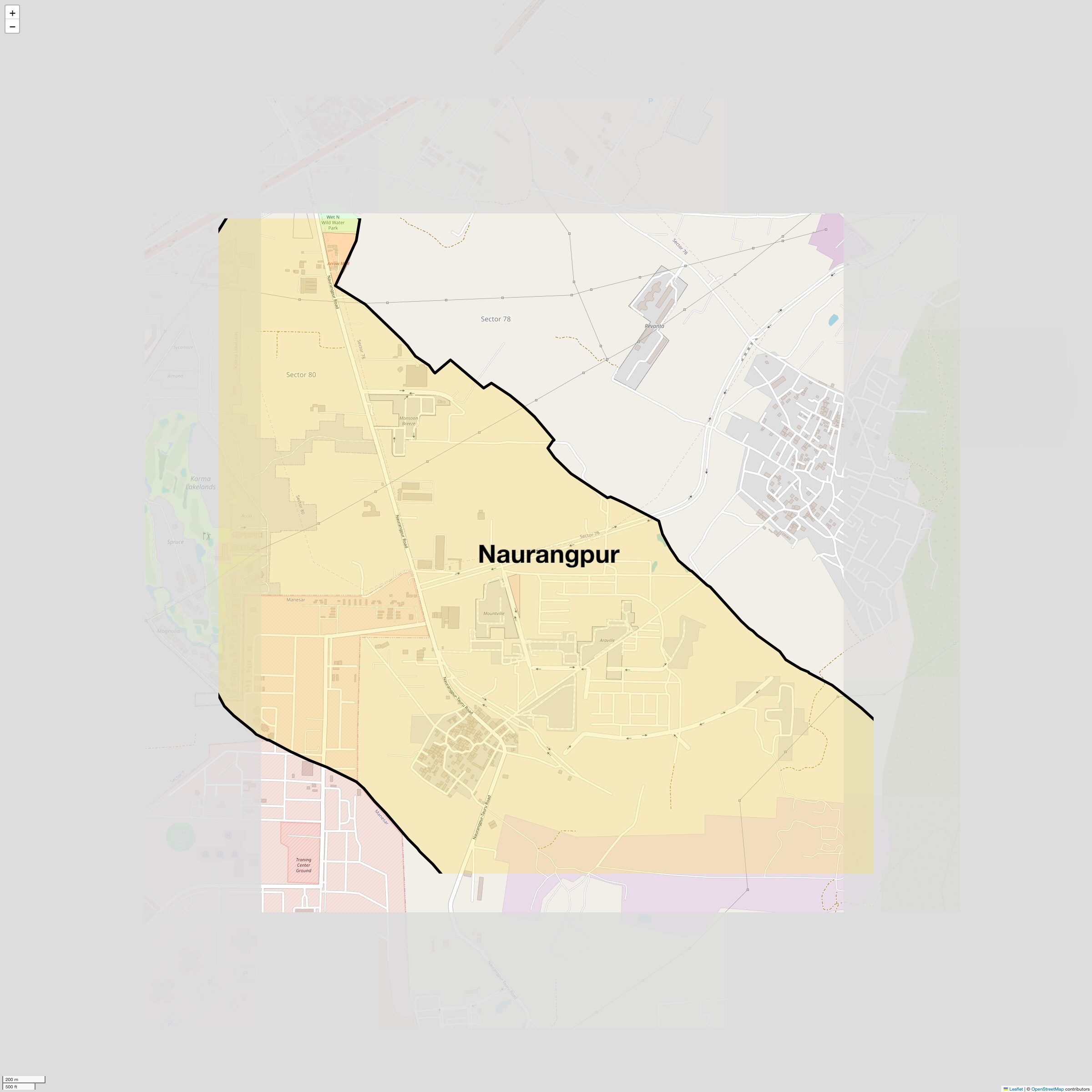 Location Map of Naurangpur, Gurgaon