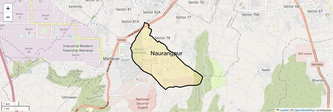 Location Map of Naurangpur, Gurgaon