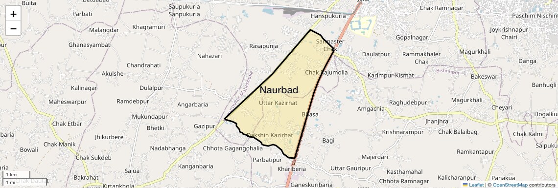 Location Map of Naurbad, Kolkata