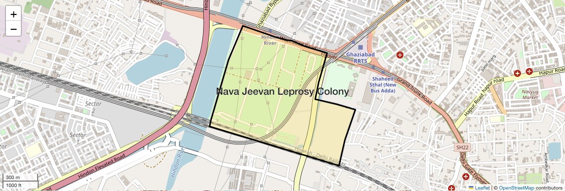 Location Map of Nava Jeevan Leprosy Colony, Ghaziabad