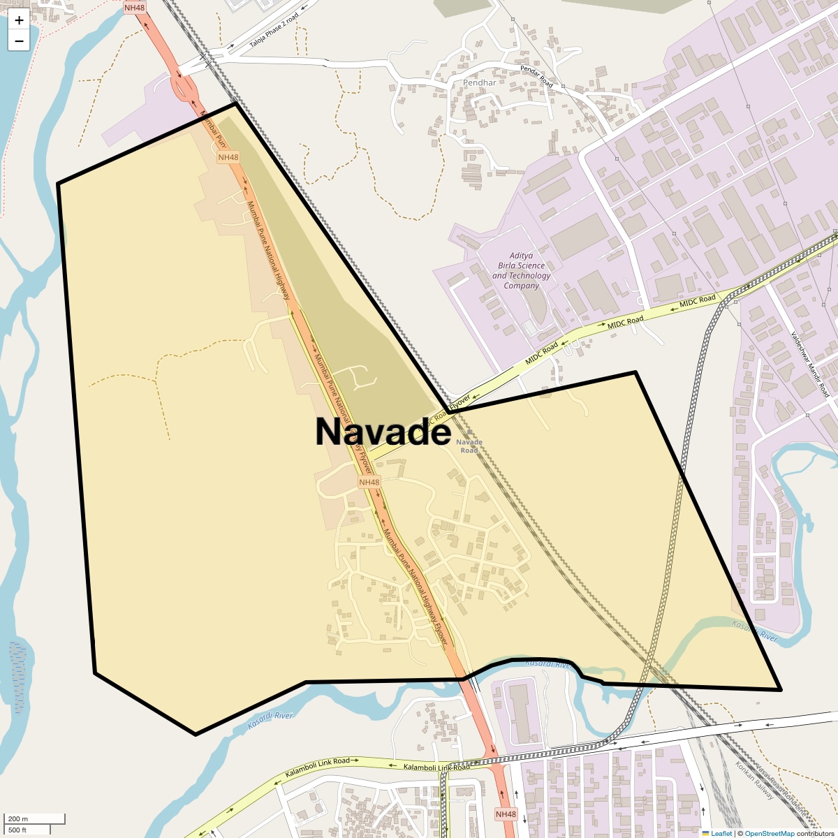 Location Map of Navade, Navi Mumbai
