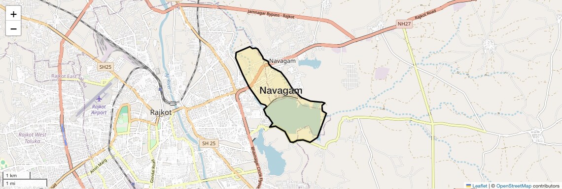 Location Map of Navagam, Rajkot