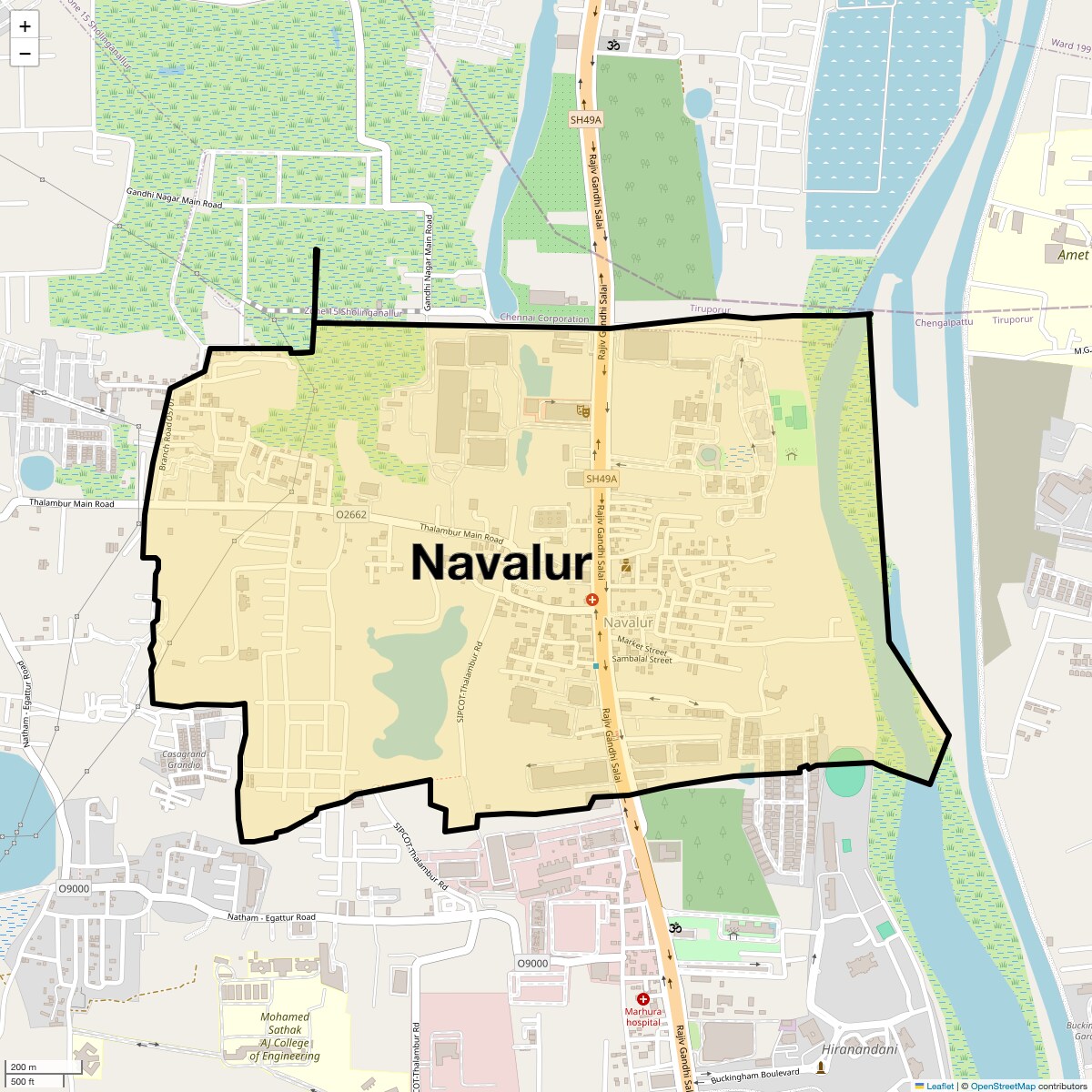 Location Map of Navalur, Chennai