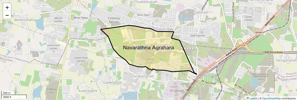 Location Map of Navarathna Agrahara, Bangalore